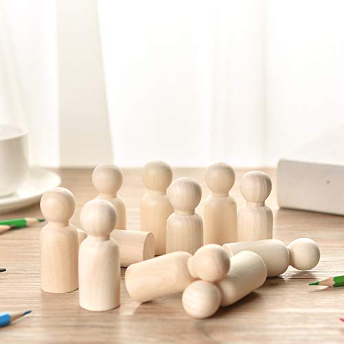 VABNEER 65mm Muñecas de Madera Muñeca sin Terminar Decorativa 20 Piezas Muñeca de Madera Peg Dolls para DIY Manualidad Decoración Artes y de Pintura (Niño)