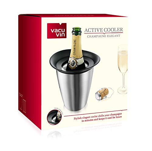 Vacu Vin Cubitera enfriadora para Botellas de Cava Elegant INOX Elemento, Acero Inoxidable, 19,1x22,5x18,3