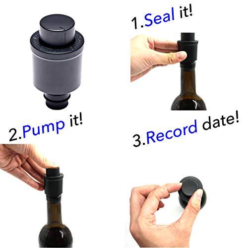 Vacuum Vino & Champagne Stopper, Tapón para Botella de Champán & Vino, 4 Piezas