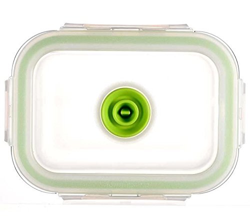 Vacuumsaver Set de Tuppers al Vacío Rectangulares, Transparente y Verde, 2 Unidades