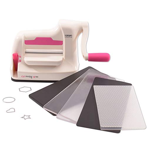 Vaessen Creative Mini Máquina De Corte Y Repujado Kit De Inicio, Blanco/Rosa, 7,5 cm