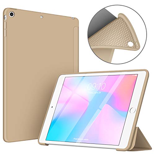 VAGHVEO Funda iPad Air, Carcasa con Magnetic Auto-Sueño/Estela Función Ultra Delgada y Ligéra Protectora Suave Silicona TPU Smart Cover Case para Apple iPad Air 1 (Modelo A1474, A1475, A1476), Oro