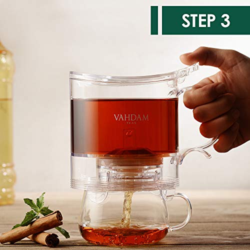 VAHDAM, infusor de te Imperial, 16 oz, Tetera de dispensación Inferior | 100% Seguro - Aprobado por LA FDA - TRITAN SIN BPA | Drain-Tap Technology | Mejor Tetera con infusores para té Suelto