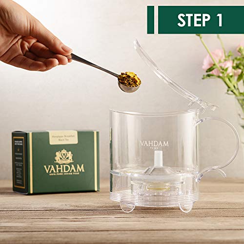 VAHDAM, infusor de te Imperial, 16 oz, Tetera de dispensación Inferior | 100% Seguro - Aprobado por LA FDA - TRITAN SIN BPA | Drain-Tap Technology | Mejor Tetera con infusores para té Suelto