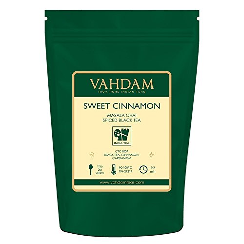 VAHDAM, té Chala Masala Chai (100 tazas) | ESPECIAS 100% NATURALES | Receta de té de canela antigua | Hojas de té Chai con especias | Preparar té caliente, té helado o Chai Latte | Té negro | 100gr (juego de 2)