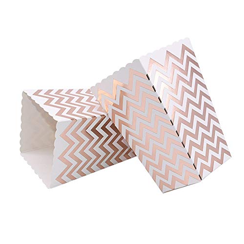 VAINECHAY 12PCS Cajas de palomitas Carton Maíz Caja Papel Pequeña Dulces Papas Fritas Fiesta Cumpleaños para Niños Caja Regalo Comida Bocadillos Titulares Contenedor Onda Dorada Oro Roso Puntos