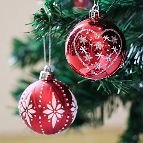 Valery Madelyn 30Pcs Bolas de Navidad de 6cm, Adornos de Navidad para Arbol, Decoración de Bolas Navideños Inastillable Plástico de Rojo y Blanco, Regalos de Colgantes de Navidad (Tradicional)