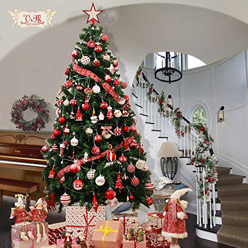 Valery Madelyn 30Pcs Bolas de Navidad de 6cm, Adornos de Navidad para Arbol, Decoración de Bolas Navideños Inastillable Plástico de Rojo y Blanco, Regalos de Colgantes de Navidad (Tradicional)