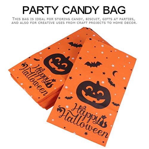 VALICLUD 50 Bolsas de Papel Kraft para Dulces de Halloween con 5 Hojas de palitos de Agradecimiento