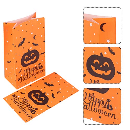 VALICLUD 50 Bolsas de Papel Kraft para Dulces de Halloween con 5 Hojas de palitos de Agradecimiento