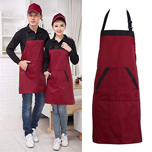 VALINK 1 Piezas Unisex Ajustable Delantal Babero,Cocinero Delantales,Carnicería Delantales,de Cocina Delantales,Horneado Delantales,Catering Barbacoa con 2 Bolsillo para Hogar Cocina Restaurante