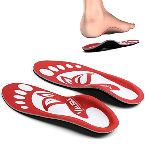 Valsole Plantillas Ortopédicas soportes de arco y talones la absorción de choque- para el dolor de talón, pie plano, Fascitis Plantar, dolor de rodilla y espalda (41-42 EU (270mm), red-v7a)