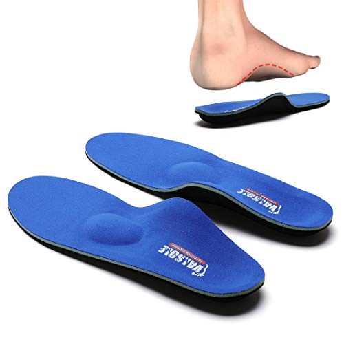 Valsole Plantillas Ortopédicas soportes de arco y talones la absorción de choque- para el dolor de talón, pie plano, Fascitis Plantar, dolor de rodilla y espalda (35-36 EU (230mm), V107B-Azul)