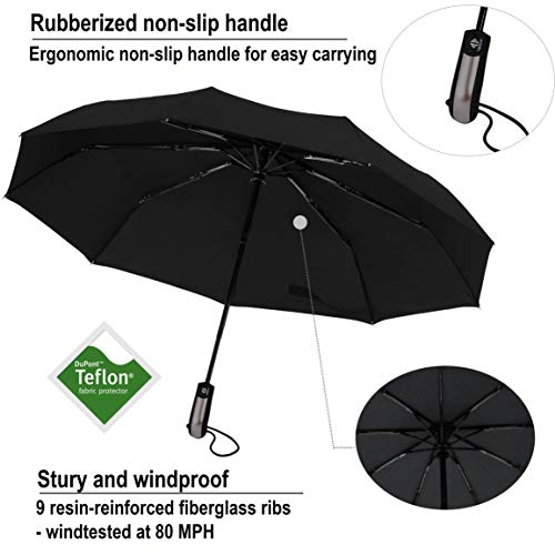 Van Beeken Parapluie pliant Noir noir