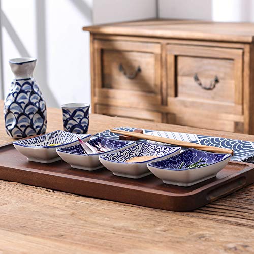 vancasso Serie Takaki Juego de Aperitivos 8 pcs Pequeños Cuencos para Salsas, Condimentos Recipientes Salsa, Estilo Japonés Pintado a Mano