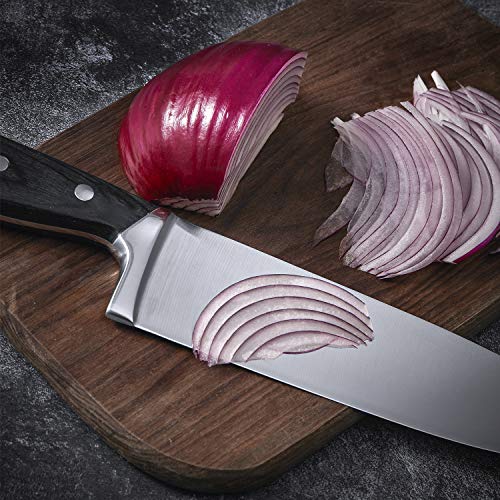 VANERGY - Cuchillo de chef profesional de 20 cm, cuchillo de cocina de acero inoxidable VG10 alemán, cuchillo de carne con hoja afilada y mango ergonómico