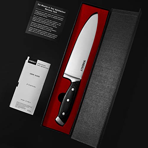 VANERGY - Cuchillo de chef profesional de 20 cm, cuchillo de cocina de acero inoxidable VG10 alemán, cuchillo de carne con hoja afilada y mango ergonómico