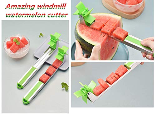 VANUODA Molino de Viento Cortador de Sandía, Cocina Rebanador Cuchillo de Fruta para Cortar Sandía Melón