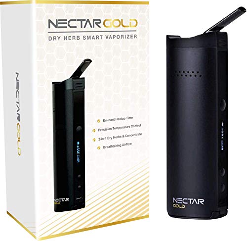 Vaporizador Hierba de Concentrado (2 en 1) | Nectar Gold | Batería Actualizable de 3500mah, Flujo de Aire Aislado, Monitor OLED Control de Temperatura, 100C-240C - 15s Tiempo de Calentamiento (Negro)