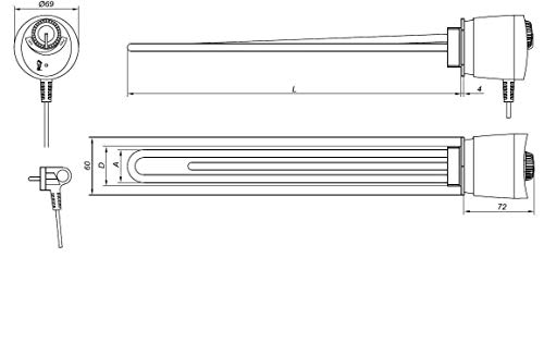 Varilla de Calentador con Termostato 2000W 230V 5/4"