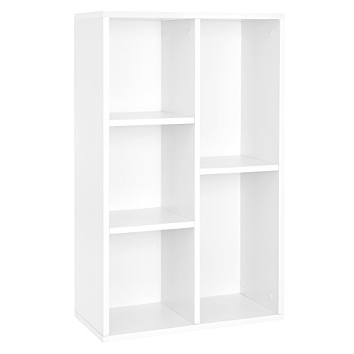 VASAGLE Estantería para Libros con 5 Compartimientos, Estantería de Archivo, Estante de Pared, Estantería de pie, 50 x 24 x 80 cm (Largo x Ancho x Alto), Color Blanco LBC25WT