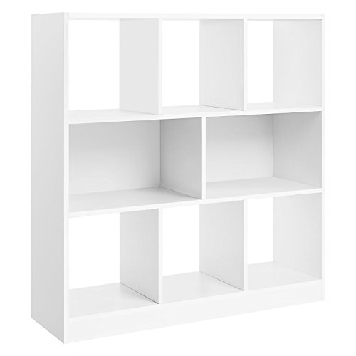 VASAGLE Librería de Madera con Cubos y estantes Abiertos, Estantería para Libros Independiente, para Sala de Estar, Dormitorio, Habitación de niños y Oficina Blanco LBC52WT