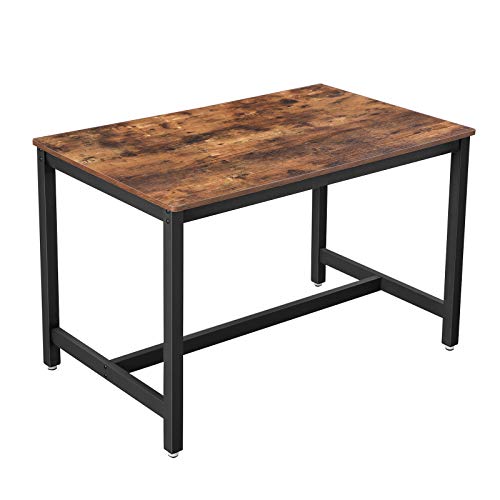 VASAGLE Mesa de Comedor 4 Plazas, Mesa de Cocina, 120 x 75 x 75 cm, Armazón de Metal de Alta Resistencia, Estilo Industrial, para Sala de Estar y Comedor, Marrón Vintage KDT75X