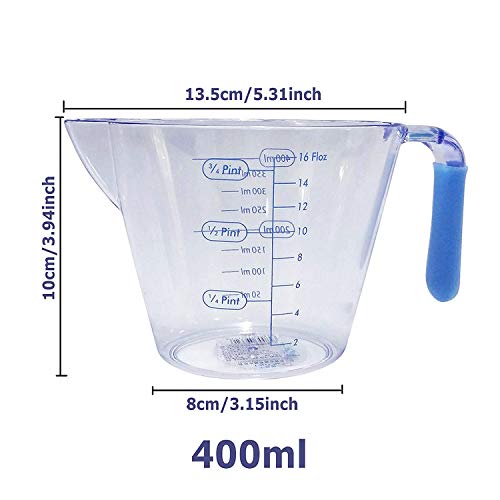 Vaso Medidor de Plástico, Juego de Jarras Medidoras, Vasos Medidores 200 ml 400 ml 900 ml, Jarra Medidora Transparente, para la Medición de Horneado en la Cocina Casera, 3 Unidades de Escala