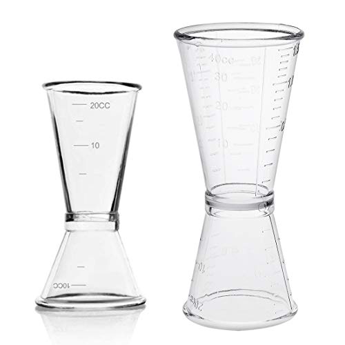 Vaso Medidor para Cócteles, JESSTOLO 2 Japonés Cocktail Jigger Dual Spirit Measure Cup 10ml/20ml & 20ml/40ml, para Bar y Hogar, para Licor, Bebidas, Vino, Ginebra, Whisky,