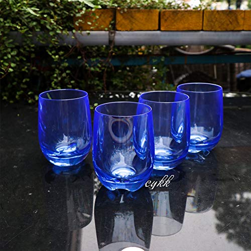 Vaso Pastic vasos de beber – CYKK, acrílico Highball vasos, juego de 4 vasos transparentes irrompibles reutilizables para cocina, apto para lavavajillas, sin BPA, taza de bebida de vidrio (azul)