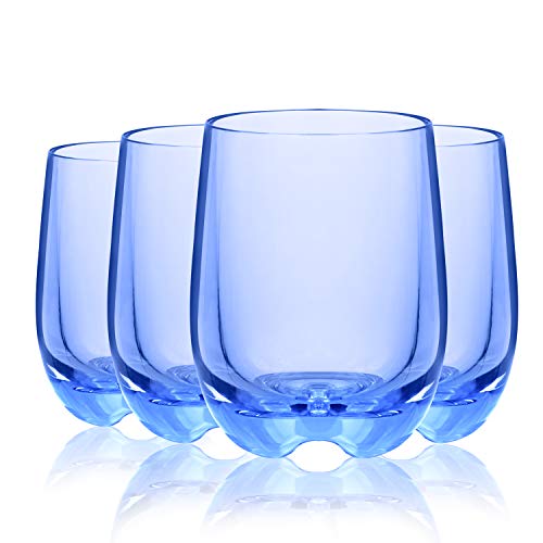 Vaso Pastic vasos de beber – CYKK, acrílico Highball vasos, juego de 4 vasos transparentes irrompibles reutilizables para cocina, apto para lavavajillas, sin BPA, taza de bebida de vidrio (azul)