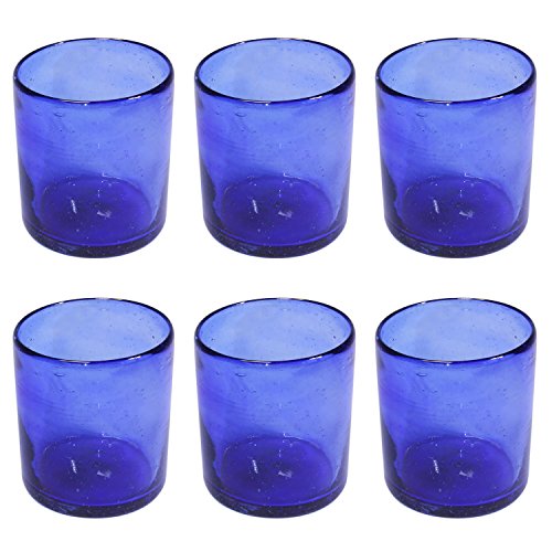 Vaso Tumbler Artesanal – Vidrio Reciclado – Azul - Juego de 6