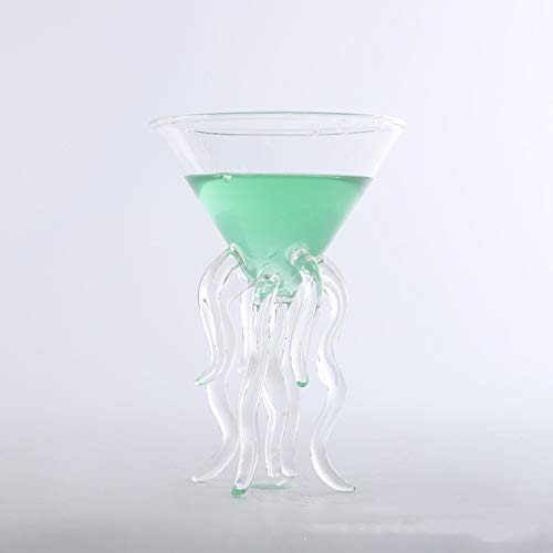 Vasos 100ML Creativo Pulpo Cóctel de Vidrio Transparente Jugo Medusas Copa de Cristal Vaso bajo la Forma cónica del Vino de Champagne Glass