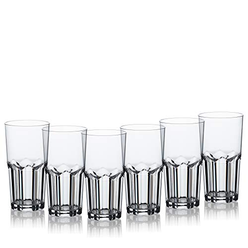 Vasos de agua zumo plástico duro reutilizables policarbonato cristal copas irrompibles 35 cl - Conjunto 6 Piezas