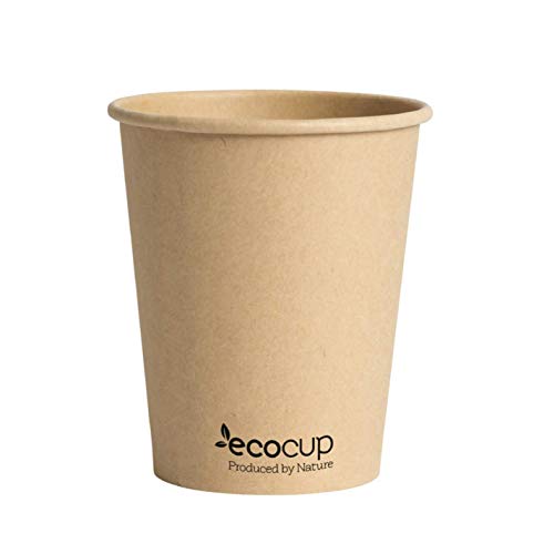 Vasos de Café Desechables, Biodegradables y Compostables- 50Uds 285ml/ 8oz -Materiales 100% Ecológicos: Cartón Con Revestimiento de Bioplástico PLA Ingeo™. Kraft