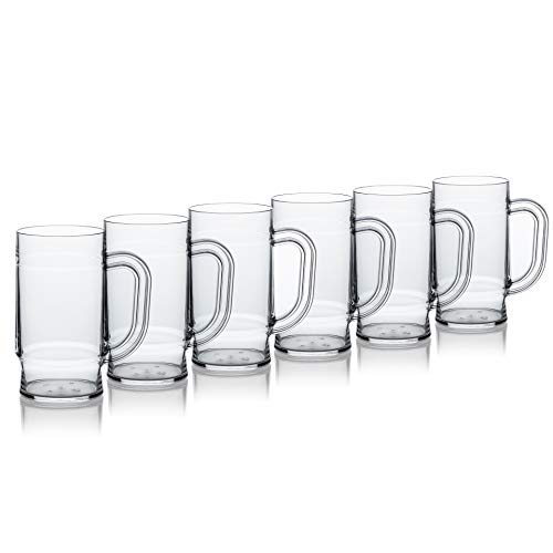 Vasos de Cerveza Plastico Jarra reutilizables policarbonato irrompibles duro 66cl pint - Juego de 6 copas