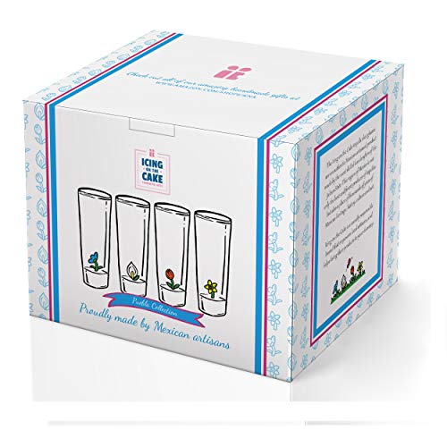 Vasos de chupito de tequila colección de flores IOC Puebla 4 unidades con figuritas de flores Complemento para Tiki Toss juegos de ruleta Bebe tu patrón Don Julio Baruzzo 50 vasos de chupito