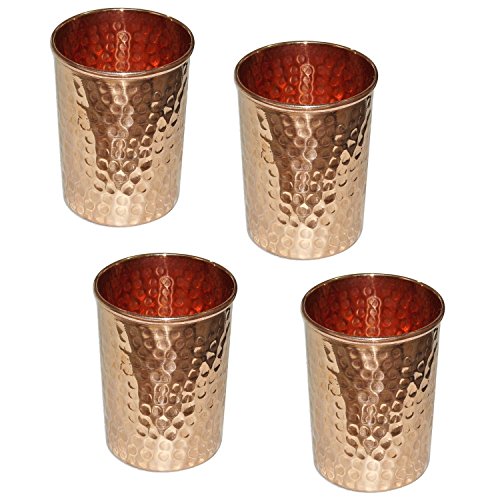 Vasos de cobre para agua hechos a mano, cobre, Pack de 2