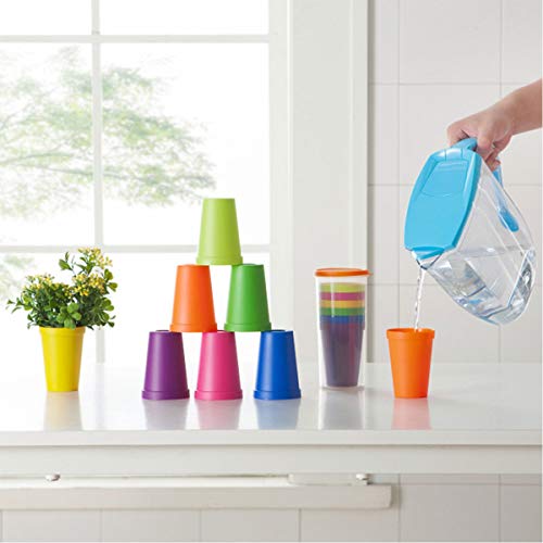 Vasos de plástico, 7 unidades, reutilizables, apilables, vasos de agua (color arcoíris, 7 oz)