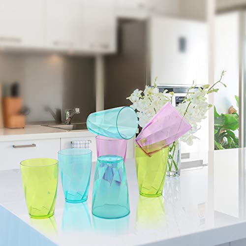Vasos de Plástico coloreado (Set de 9) - 450 ml Reutilizables Copas de Agua - Vasos de Plástico para Fiestas, Bodas, Camping y Picnic - Estilo Cristal Tazas Set - Apto para Lavavajillas