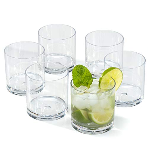 Vasos de Whisky ron Plástico duro Premium reutilizables policarbonato cristal copas irrompibles 30cl - Juego de 6 vasos