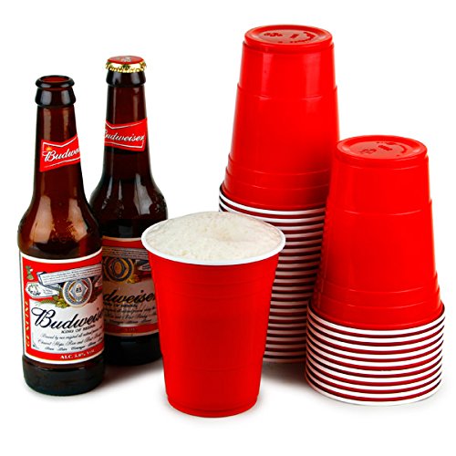 Vasos rojos americanos para fiesta 16 oz / 455ml - Pack de 50 | bar@drinkstuff Vasos rojos - Rubí, Manzana roja, Vasos de plástico - Vaso desechable, Material para fiesta, Accesorios para fiesta