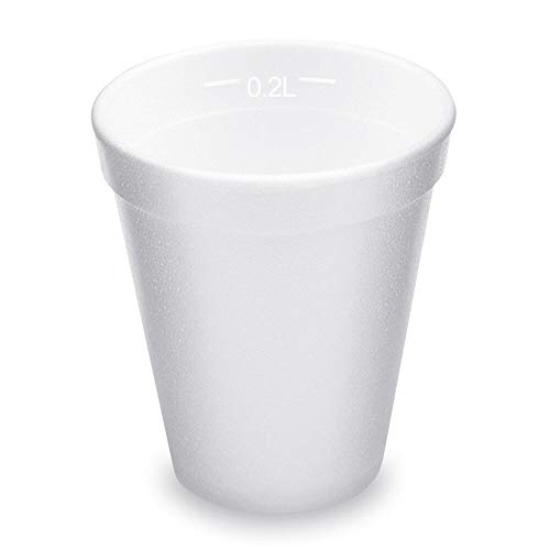 Vasos térmicos de poliestireno expandido, 200 ml, color blanco, 50 unidades