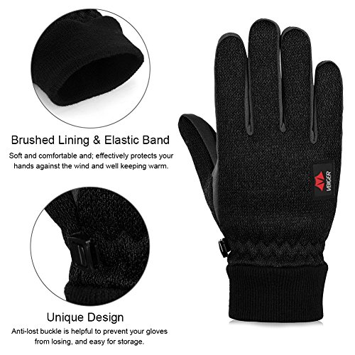 VBIGER Guantes de Invierno Apto para Pantalla Táctil Guantes de Punto de Invierno Cálidos Guantes Deportivos Unisex