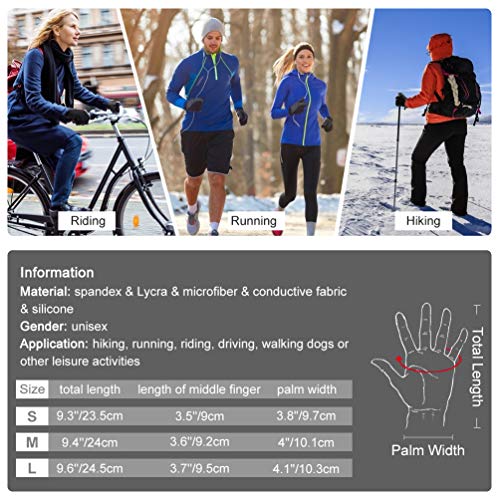 VBIGER Guantes de Invierno Caliente, Guantes de Pantalla Táctil Antideslizante para Esquí Nieve Ciclismo Deporte al Aire Libre (Negro, S)