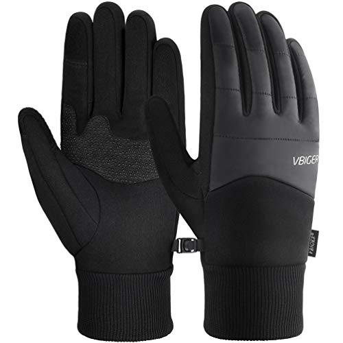 VBIGER Guantes de Invierno, Guantes de Pantalla Táctil Guantes Antideslizantes Deportivos, negro (Negro, M)