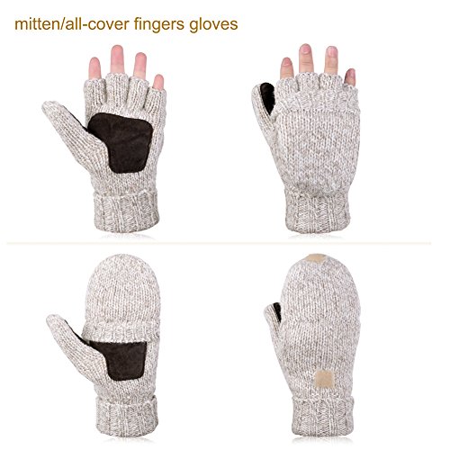 VBIGER Guantes Invierno Unisex Mitones de lana de punto caliente Manoplas