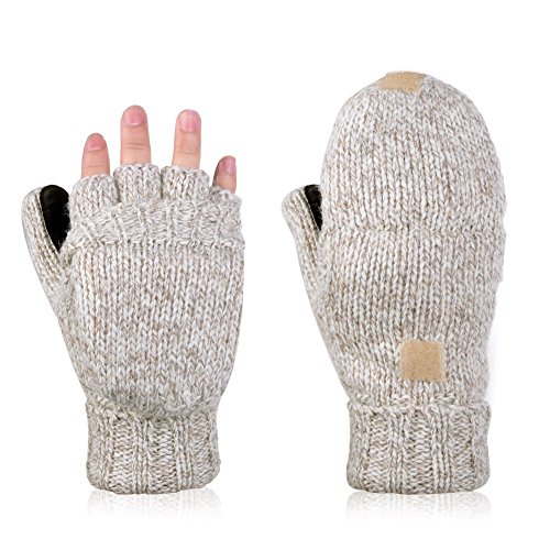 VBIGER Guantes Invierno Unisex Mitones de lana de punto caliente Manoplas