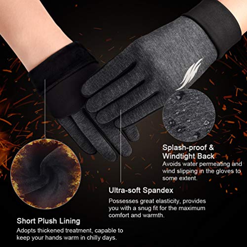 VBIGER Thickened Winter Gloves Warm Touch Screen Gloves Anti-Slip Cycling Gloves (Gris Oscuro, M)