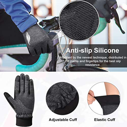 VBIGER Thickened Winter Gloves Warm Touch Screen Gloves Anti-Slip Cycling Gloves (Gris Oscuro, M)